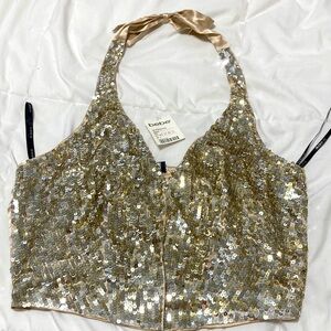 Bebe silver sequin bustier